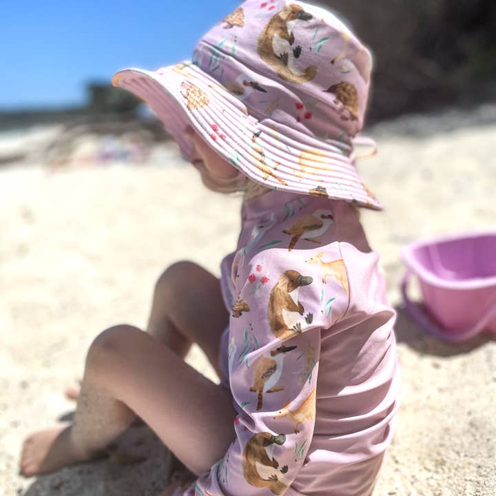 Kid's Reversible Swim Hat - Australian Animals