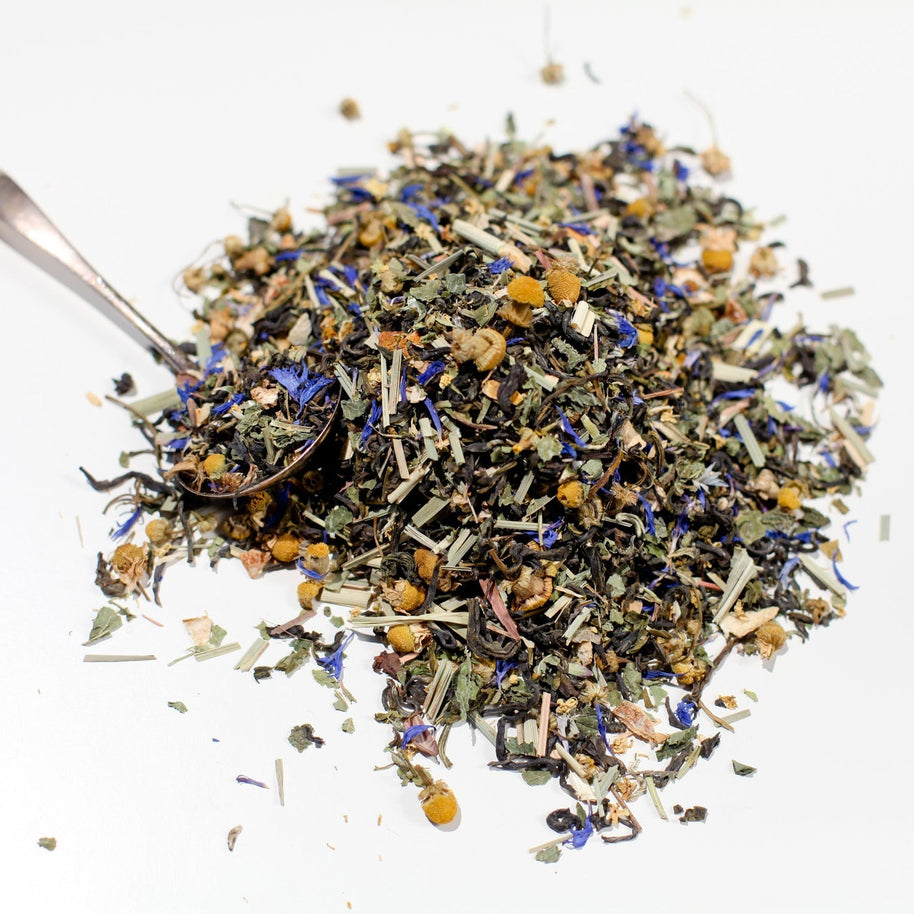 Citrus-infused loose leaf green tea with chamomile and elderflower