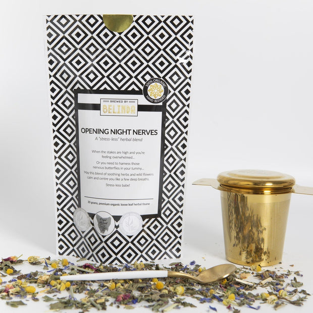 Brewed By Belinda Opening Night Nerves organic herbal tea 30g