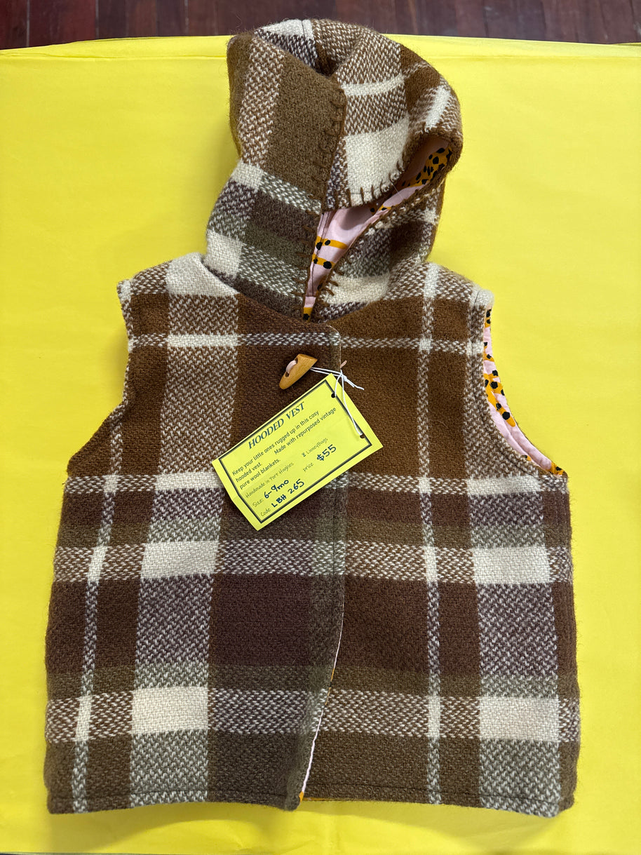 Linney Bugs Hooded Vest 6-9 months LBH265: Brown