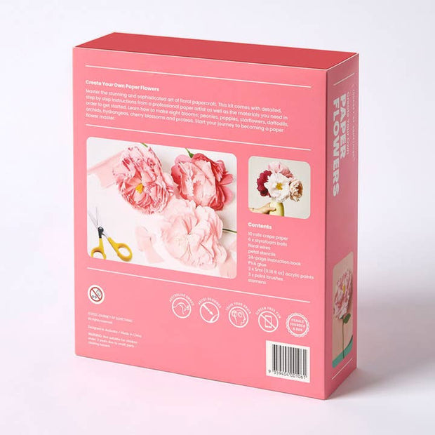 DIY floral paper craft kit for making peonies, orchids and poppies