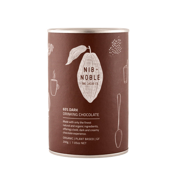 Nib and Noble 65% Dark Organic Drinking Chocolate 200g tin