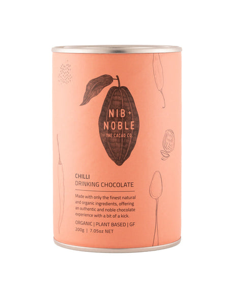 Nib and Noble Chilli Organic Drinking Chocolate 200g tin