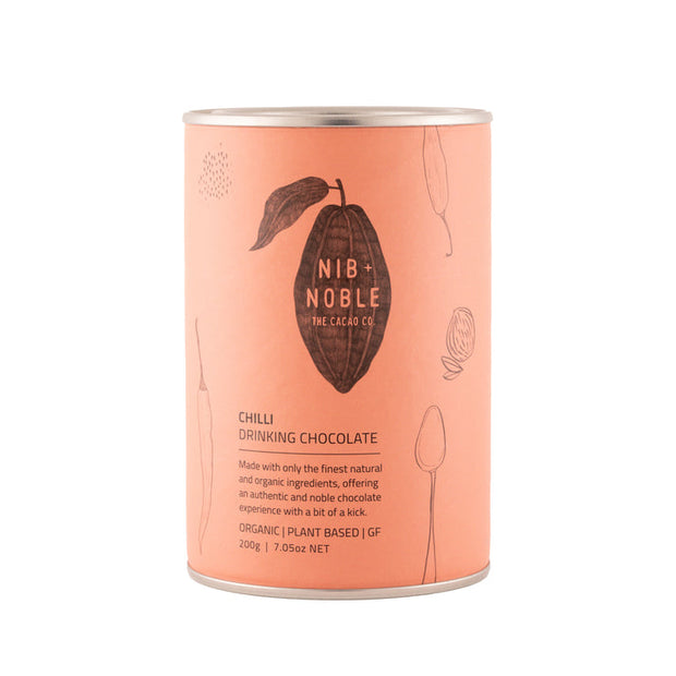 Nib and Noble Chilli Organic Drinking Chocolate 200g tin