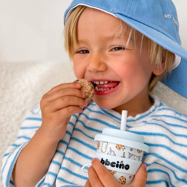 BBcino blue cookie themed bamboo babycino cup for kids