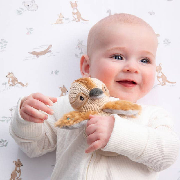 Living Textiles Kookaburra Ring Rattle – cotton baby teether toy
