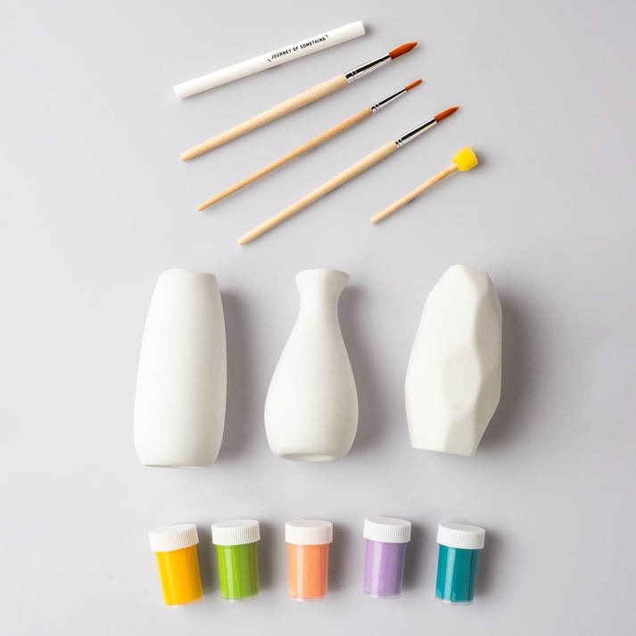 DIY ceramic vase painting craft kit with brushes paint pen and inspiration leaflet