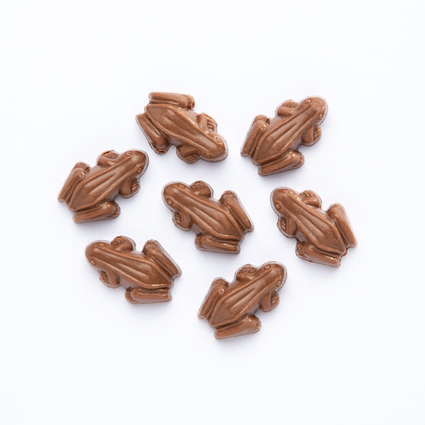 Milk chocolate tiny frog chocolates with colourful sprinkles