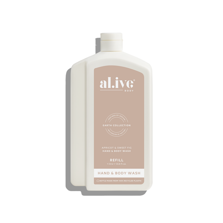 al.ive body 1 L Apricot & Sweet Fig Wash Refill in PCR recyclable bottle