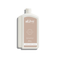 al.ive body 1 L Apricot & Sweet Fig Wash Refill in PCR recyclable bottle