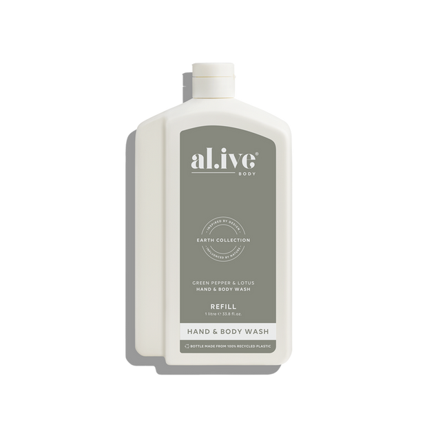 al.ive body Green Pepper & Lotus 1 L Wash Refill in PCR recyclable bottle