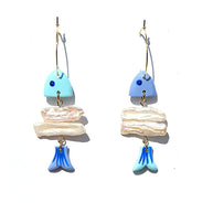 Kingston Jewellery Fish Bone Hoops handmade earrings with pearls