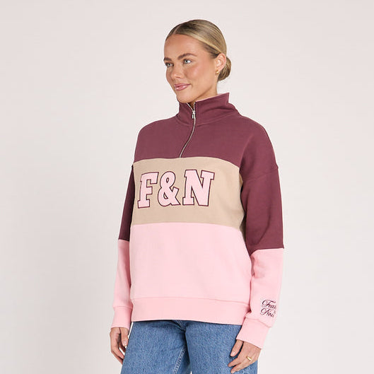 Feather & Noise women's logo sweater pink stripe AU sizes 8-18