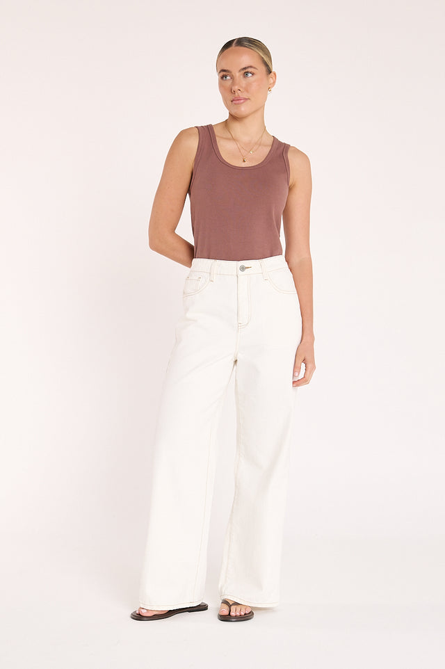 Cassie Wide Leg Jean - Cream