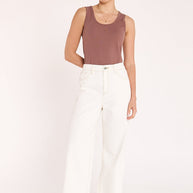 Cassie Wide Leg Jean - Cream