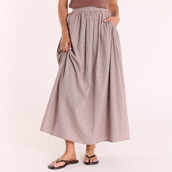 Lottie Skirt - Chocolate Gingham