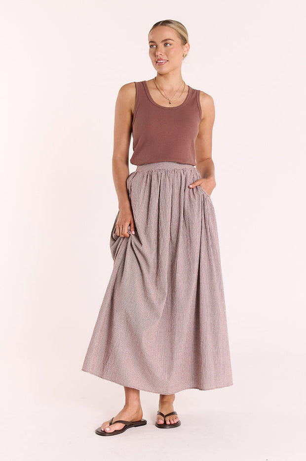 Lottie Skirt - Chocolate Gingham