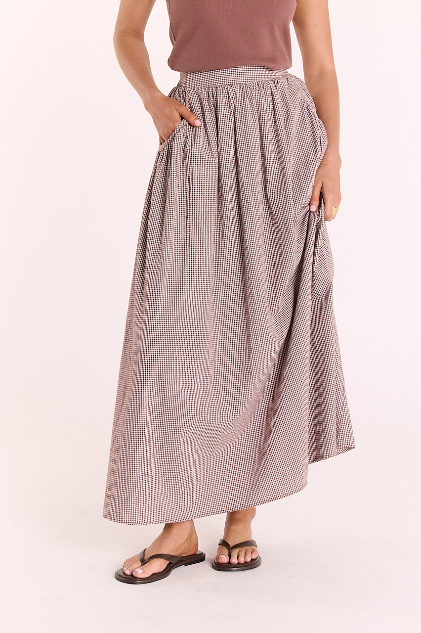 Lottie Skirt - Chocolate Gingham