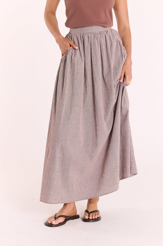 Lottie Skirt - Chocolate Gingham