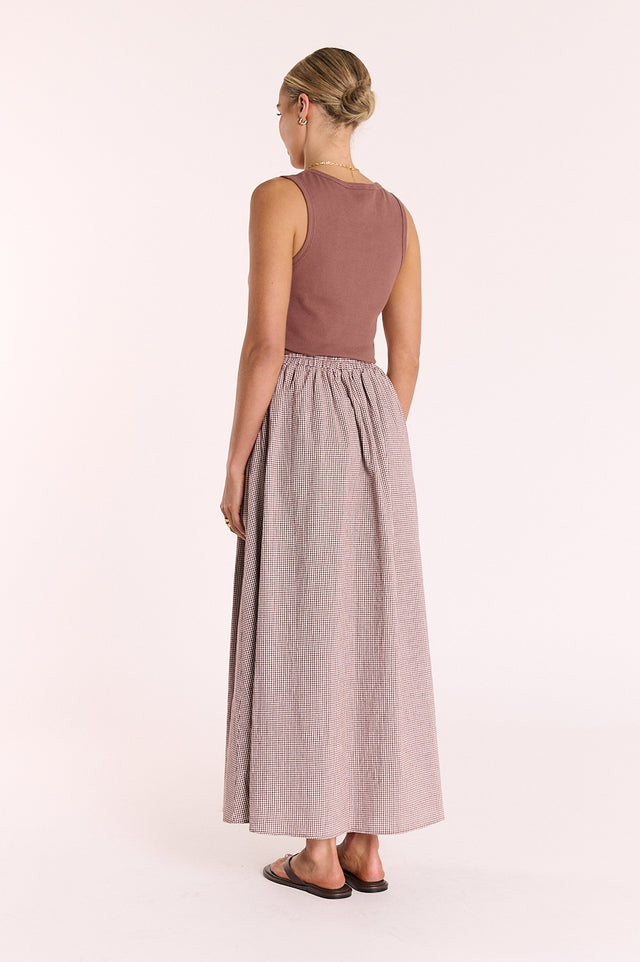 Lottie Skirt - Chocolate Gingham
