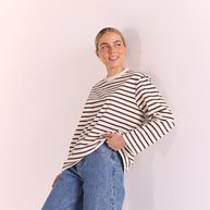 Carter Long Sleeve Tee - Chocolate Cream Stripe