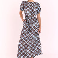 Loretta Dress - Blue Chocolate Check