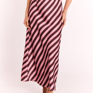 Rose stripe satin-look slip skirt with elasticated waist