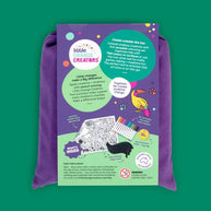 Eco-friendly kids activity set with animal designs, non-toxic pens and fabric carry bag