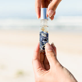 Cedarwood and frankincense essential oil roller for relaxation and meditation