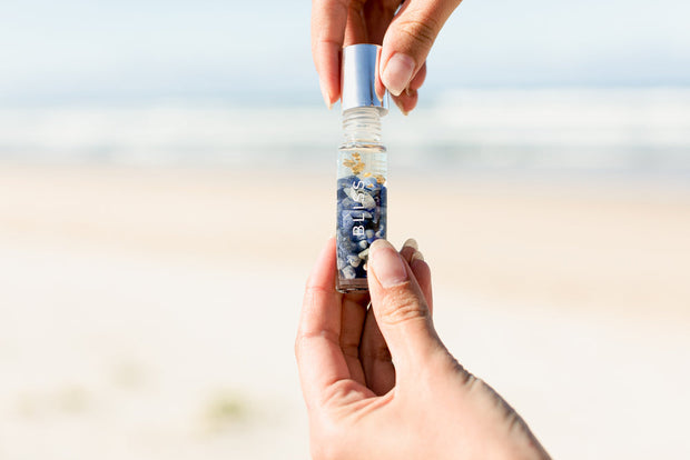 Cedarwood and frankincense essential oil roller for relaxation and meditation