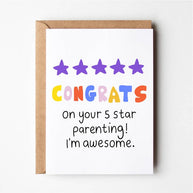 Congrats On Your 5 Star Parenting  Greeting Card