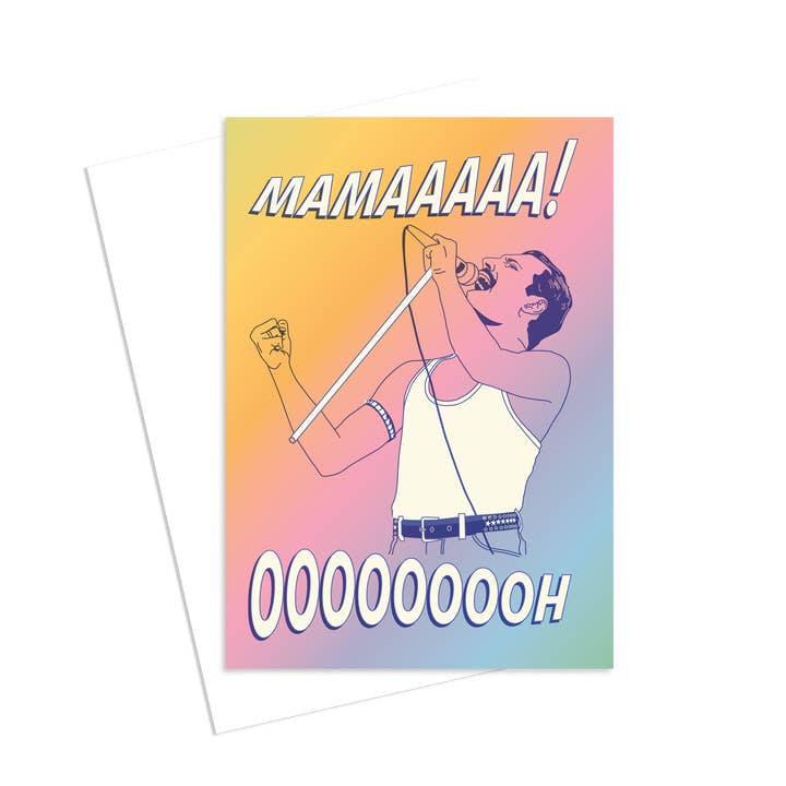 Funny rock music greeting card inspired by Queen