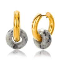 Greenwood Designs Astrid Hoop Earrings with concrete look stone bead