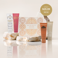 Luxury Australian botanical hand cream set with sandalwood, honey, sea salt and plum