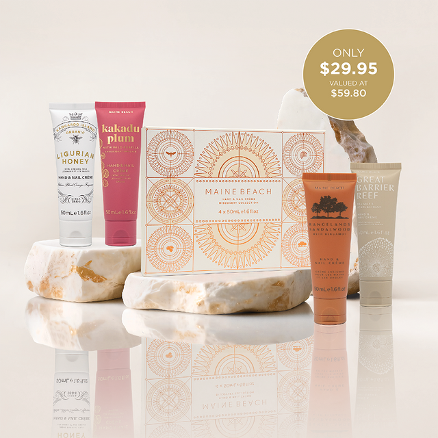 Luxury Australian botanical hand cream set with sandalwood, honey, sea salt and plum