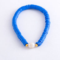 Greenwood Designs Pearl Pop Heishi Bead Bracelet blue