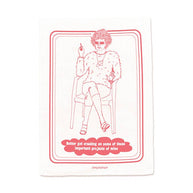 Happy Day People Important Projects screen printed cotton tea towel in watermelon pink