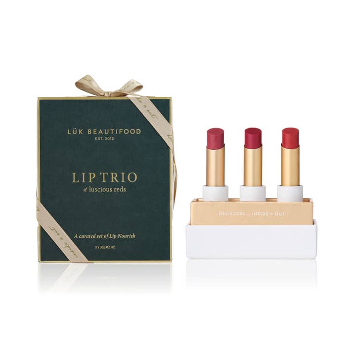 Lük Beautifood Lip Trio Luscious Reds Sheer Lipstick Holiday Gift Set 2025