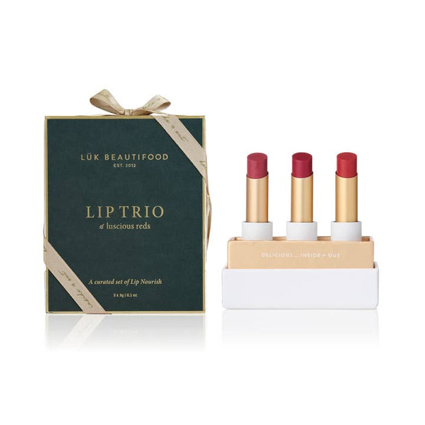 Lük Beautifood Lip Trio Luscious Reds Sheer Lipstick Holiday Gift Set 2025