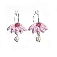 Kingston Jewellery Daisy Hoops handmade floral earrings with pearls