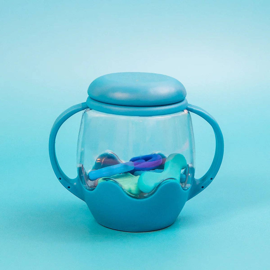 Light-up sensory jar with ocean-themed silicone shapes