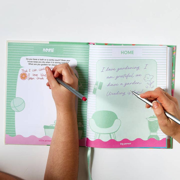 Family gratitude journal with prompts for adults and kids