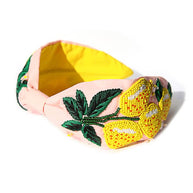 Pink and citrus embellished statement headband