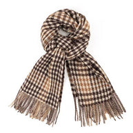 Houndstooth Caramel Brown Classic Check Winter Scarf