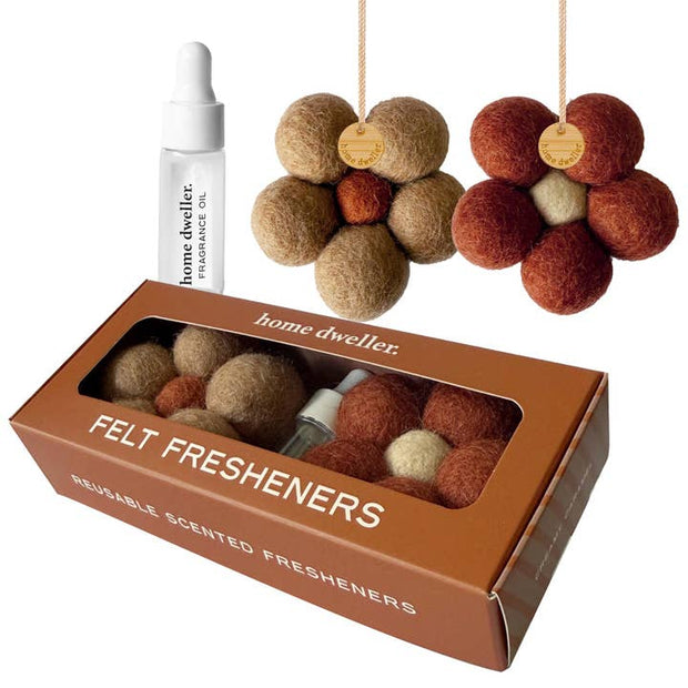 Reusable eco air freshener with caramel vanilla scent handmade by fairtrade artisans