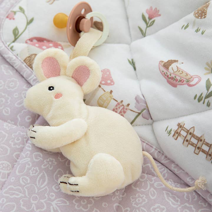 Whimsical Wonderland baby dummy holder with cotton loop and clip