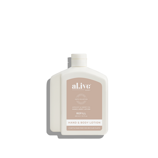 al.ive body Lotion Refill Apricot & Sweet Fig 650 ml PCR bottle