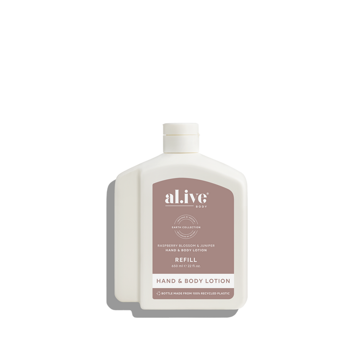 al.ive body Lotion Refill Raspberry Blossom & Juniper 650 ml PCR bottle