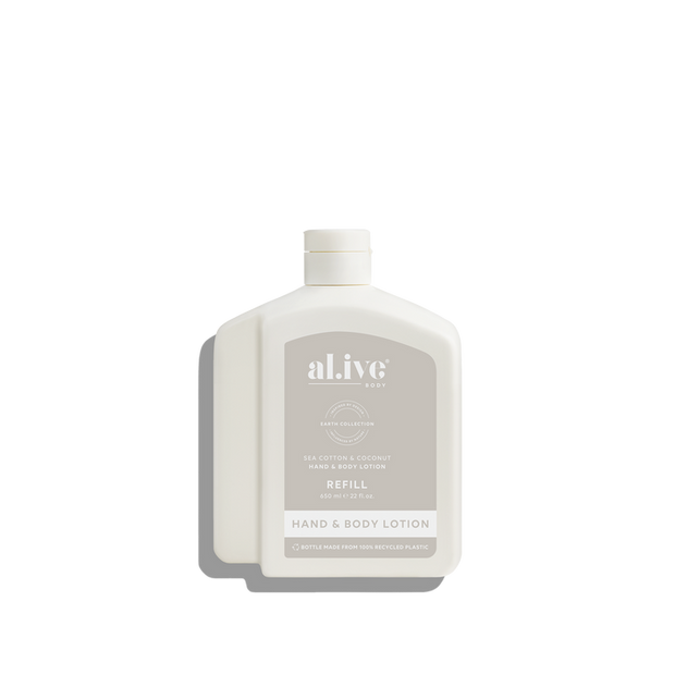 al.ive body Lotion Refill Sea Cotton & Coconut 650 ml PCR bottle