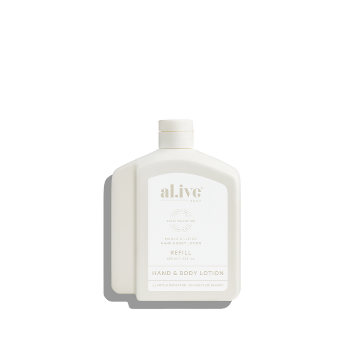 al.ive body Mango & Lychee Lotion Refill 650 ml PCR bottle